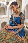 Shop_Aamra By Lavanya_Blue Silk Embroidery, Zari Round Neck Hand Lehenga Set _Online_at_Aza_Fashions