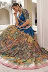 Buy_Aamra By Lavanya_Blue Silk Embroidery, Zari Round Neck Hand Lehenga Set 