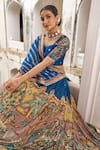 Shop_Aamra By Lavanya_Blue Silk Embroidery, Zari Round Neck Hand Lehenga Set 