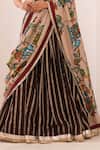 Buy_Aamra By Lavanya_Brown , Chanderi Embroidery V-neck And Sandrose-pink Hand Lehenga 