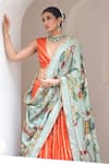 Buy_Aamra By Lavanya_Orange , Chanderi Embroidery Round Neck Designer Lehenga Set _Online_at_Aza_Fashions