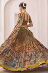 Aamra By Lavanya_Olive Green Silk Embroidery, Sequins Round Neck Olive-brown Hand Lehenga Set _at_Aza_Fashions
