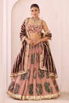 Buy_Aamra By Lavanya_Pink , Chanderi Embroidery, Zari Round Neck Sandrose Hand Lehenga Set _at_Aza_Fashions