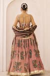 Shop_Aamra By Lavanya_Pink , Chanderi Embroidery, Zari Round Neck Sandrose Hand Lehenga Set _at_Aza_Fashions