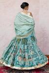 Shop_Aamra By Lavanya_Blue Silk, Chanderi Embroidery Round Neck Ice-blue Hand Lehenga Set _at_Aza_Fashions