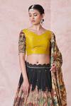 Aamra By Lavanya_Multi Color Silk Sequins, Embroidery Round Neck Hand Lehenga Set _Online_at_Aza_Fashions