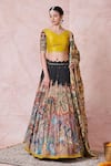 Buy_Aamra By Lavanya_Multi Color Silk Sequins, Embroidery Round Neck Hand Lehenga Set _at_Aza_Fashions
