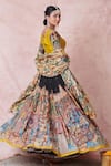 Aamra By Lavanya_Multi Color Silk Sequins, Embroidery Round Neck Hand Lehenga Set _at_Aza_Fashions