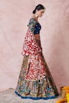Aamra By Lavanya_Olive Green Silk Embroidery Round Neck Olive-green Hand Lehenga Set _Online_at_Aza_Fashions