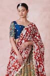Aamra By Lavanya_Olive Green Silk Embroidery Round Neck Olive-green Hand Lehenga Set _at_Aza_Fashions