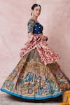 Buy_Aamra By Lavanya_Olive Green Silk Embroidery Round Neck Olive-green Hand Lehenga Set 