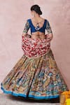 Shop_Aamra By Lavanya_Olive Green Silk Embroidery Round Neck Olive-green Hand Lehenga Set _at_Aza_Fashions