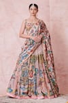 Buy_Aamra By Lavanya_Pink Silk Embroidery Round Neck Sandrose-pink Hand Lehenga Set _at_Aza_Fashions