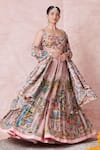 Buy_Aamra By Lavanya_Pink Silk Embroidery Round Neck Sandrose-pink Hand Lehenga Set _Online_at_Aza_Fashions