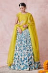 Aamra By Lavanya_Ivory Silk Embroidery Round Neck Hand Lehenga Set _at_Aza_Fashions