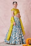 Shop_Aamra By Lavanya_Ivory Silk Embroidery Round Neck Hand Lehenga Set 