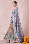 Aamra By Lavanya_Multi Color Silk Embroidery Round Neck Indigo Blue Hand Lehenga Set _Online_at_Aza_Fashions