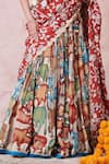 Aamra By Lavanya_Multi Color Silk Embroidery Square Neck Ivory Blue Maroon Hand Lehenga Set _Online_at_Aza_Fashions