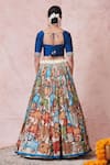 Aamra By Lavanya_Multi Color Silk Embroidery Square Neck Ivory Blue Maroon Hand Lehenga Set _at_Aza_Fashions