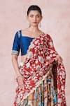 Buy_Aamra By Lavanya_Multi Color Silk Embroidery Square Neck Ivory Blue Maroon Hand Lehenga Set 