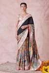 Buy_Aamra By Lavanya_Pink Silk, Lampi Embroidery Round Neck Noir Hand Saree Set _at_Aza_Fashions