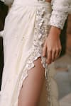 Lasha_Ivory , Satin, , Sequins, Pre-draped Saree Set _at_Aza_Fashions