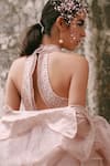 Shop_Lasha_Pink Tissue, Crepe, Net Pearls, Sequins, Beads Designer Embellished Cape Set _Online_at_Aza_Fashions