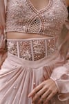 Buy_Lasha_Pink Tissue, Crepe, Net Pearls, Sequins, Beads Designer Embellished Cape Set 