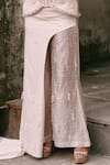 Lasha_Pink Silk, Tissue, Net Pearls, Sequins, Beads Designer Corset And Trouser Set _Online_at_Aza_Fashions