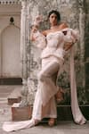 Shop_Lasha_Pink Silk, Tissue, Net Pearls, Sequins, Beads Designer Corset And Trouser Set _Online_at_Aza_Fashions