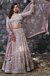Buy_Lasha_Pink Organza, Net Sequins, Embroidery Round Neck Onion Lehenga Set _at_Aza_Fashions