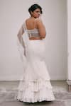 Shop_Lasha_Ivory Georgette, Tulle, Net Pearls, Sequins, Beads Sweetheart Ruffled Skirt Set _at_Aza_Fashions