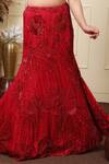 Shop_Lasha_Red Satin, Organza, Silk Sequins, Beads Halter Neck Embroidered Lehenga Set _Online_at_Aza_Fashions