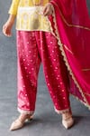 Shachi Sood_Yellow Silk, Organza Embroidery V-neck Designer Rang Baugh Kurta Set _Online_at_Aza_Fashions
