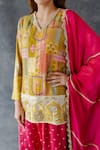 Shop_Shachi Sood_Yellow Silk, Organza Embroidery V-neck Designer Rang Baugh Kurta Set _at_Aza_Fashions