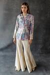 Shop_Shachi Sood_Multi Color Chanderi, Silk Designer Chandani Jacket Kurta And Sharara Set _at_Aza_Fashions