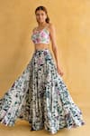Shop_Shachi Sood_White Silk, Organza Embroidery Square Neck Twilight Taar Floral Lehenga Set _at_Aza_Fashions