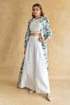 Shop_Shachi Sood_White Silk Round Neck, Collared Dupion Dune Rani Jacket Set _Online_at_Aza_Fashions