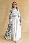 Buy_Shachi Sood_White Silk Round Neck, Collared Dupion Dune Rani Jacket Set _at_Aza_Fashions