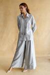 Buy_Shachi Sood_Gray Silk Embroidery Collared Sitara Bloom Coord Set _at_Aza_Fashions