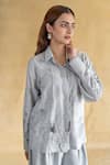 Shachi Sood_Gray Silk Embroidery Collared Sitara Bloom Coord Set _Online_at_Aza_Fashions