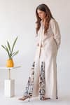 Shachi Sood_Beige Silk Embroidery, Tassels Collared Coord Set _Online_at_Aza_Fashions
