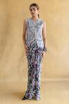 Buy_Shachi Sood_Gray Silk Embroidery Round Neck Fern Noor Coord Set _at_Aza_Fashions