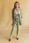Shop_Shachi Sood_Green Silk Embroidery Round Neck Amber Raas Coord Set _at_Aza_Fashions