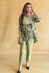 Buy_Shachi Sood_Green Silk Embroidery Round Neck Amber Raas Coord Set _at_Aza_Fashions