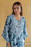 Shop_Shachi Sood_Blue Silk Embroidery Round Neck Luna Kurta And Farsi Salwar Set _at_Aza_Fashions