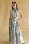 Shachi Sood_White Silk Embroidery Round Neck Phool Rekha Palazzo Set _at_Aza_Fashions