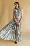 Shop_Shachi Sood_White Silk Embroidery Round Neck Phool Rekha Palazzo Set _at_Aza_Fashions