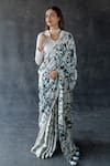 Buy_Shachi Sood_White Silk Beads Round Neck Designer Sanjh Sutra Saree Set _Online_at_Aza_Fashions