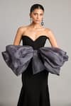 Buy_Siddartha Tytler_Black Net, Organza Bows Sweetheart Neck Detailed Corset _Online_at_Aza_Fashions